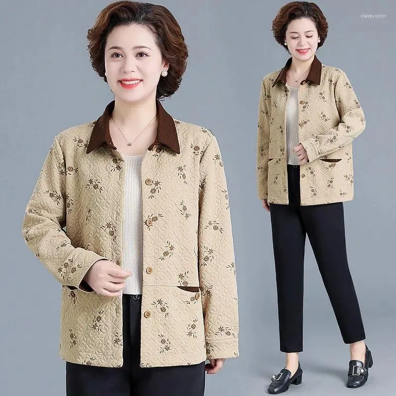 Frauenjacken Mutter Frühling Herbst Frauen Mantel Damen Jacke mittleren Alters Kleidung Mode Druck Freizeit weiblich elegantes Top