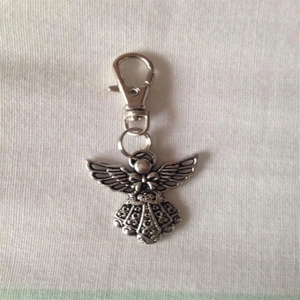 50pcs Fashion Vintage Silver Alloy Angel Charm Keychain Gifts Key Ring Fit DIY Key Chains Accessories Jewelry1228c