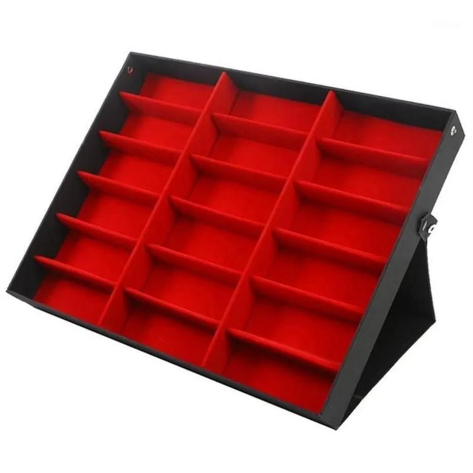 18 grille lunettes de soleil rangement organisateur lunettes vitrine support lunettes lunettes boîte rouge rouge noir 294c