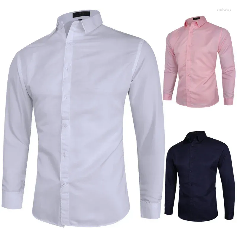 Camisas casuais masculinas primavera outono meninos tamanho grande camisa de manga comprida negócios plus 3xl 4xl 5xl homens branco botão preto acima do topo