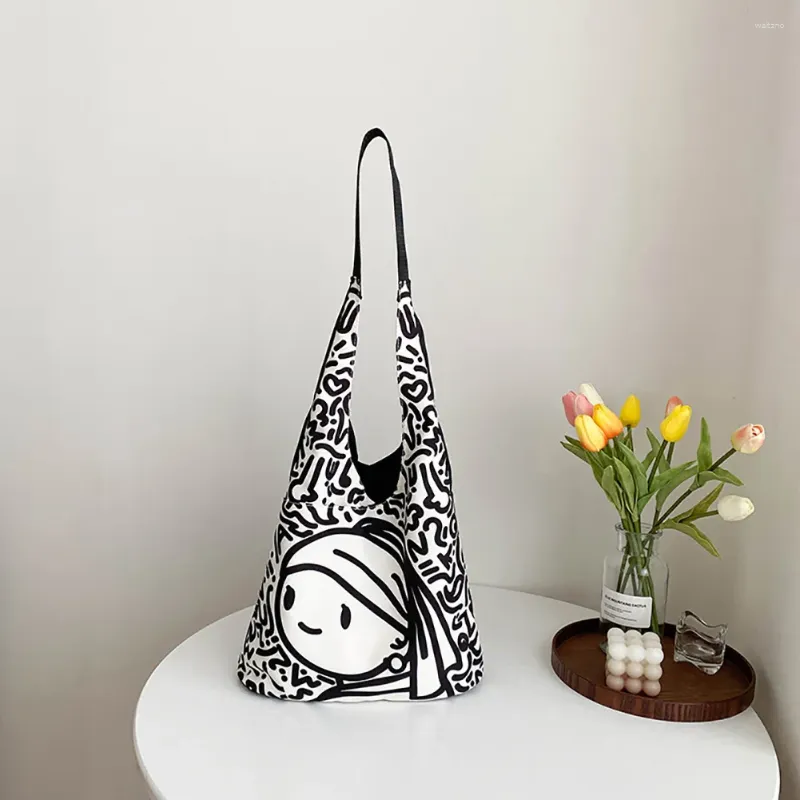 Abendtaschen Damen Canvas Umhängetasche Große Kapazität Mode Kunst Malerei Shopper Handtaschen