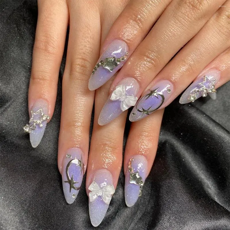 purple almond acrylic nails