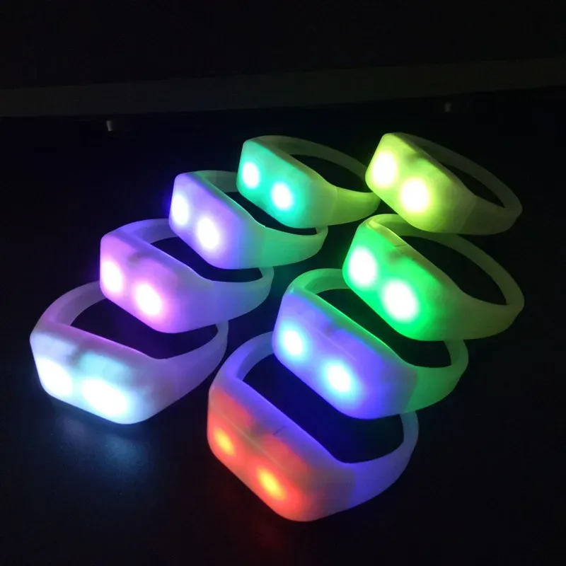 Remote Control LED Silicone Bracelets Wristband RGB Color Changing With 41Keys 400 Meters 8 Area Remote Control Luminous Wristbands For Clubs Concerts Prom