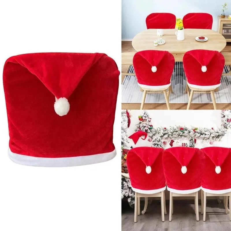 Fodere per sedie Fodere natalizie Cappello rosso da Babbo Natale Schienale da pranzo per tavolo da cucina per feste da 2023 anni Decorazioni per la casa Dropship