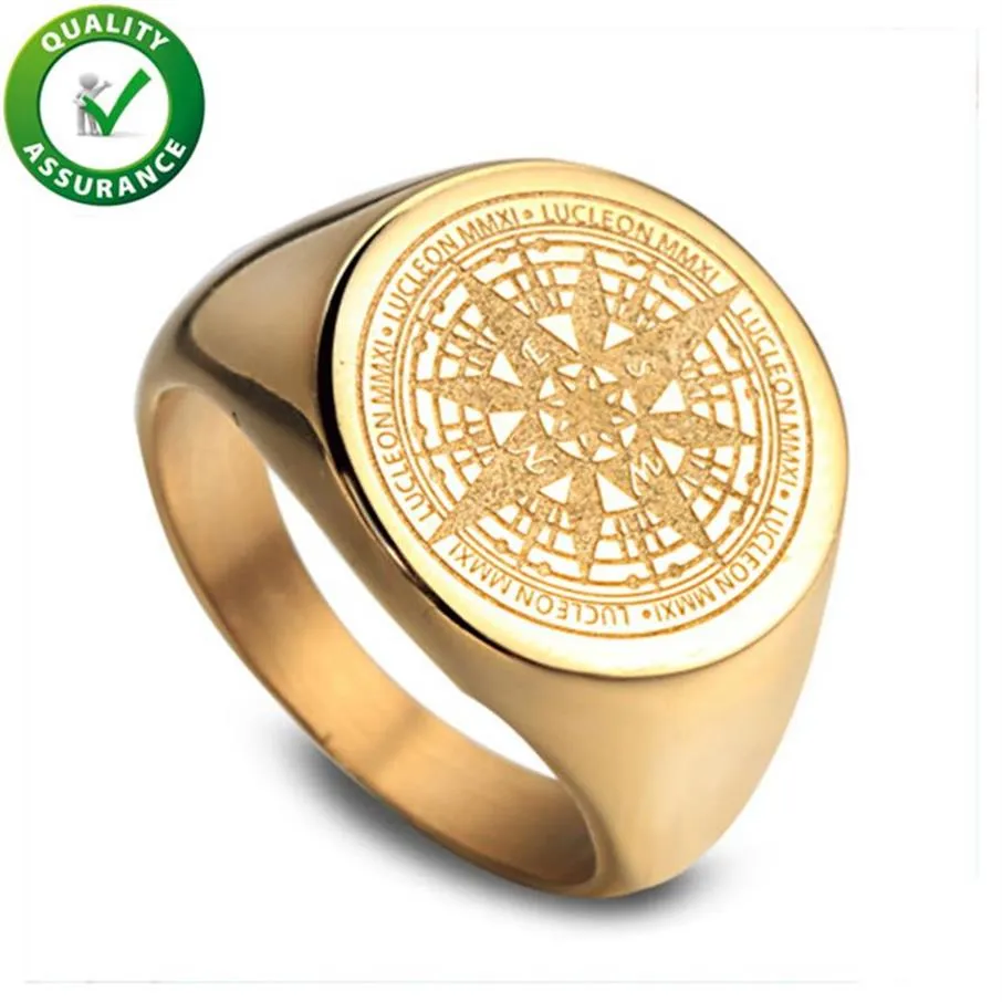 Herrenschmuck Ringe Hip Hop Luxus Designer Ring Männer Liebe Gold Ring Verlobung Meisterschaft Ringe Vintage Kompass Rapper Mode Ac236G