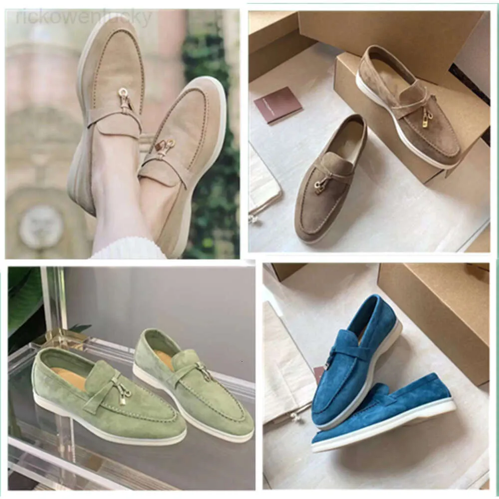 Loro Piano Designer schoenen Top Luxe Velvy lederen heren Kleedschoenen Britse stijl Spring en Autumn Women Lazy Loafers Summer Walk Flats Shoe 35-46