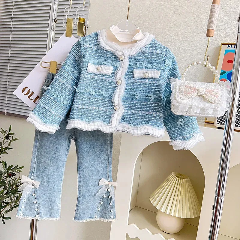 Daunenmantel Mädchen Jacke Mode Mäntel Herbst Frühling Kinder Kleidung Kinder Outwear Jeans Langarm-shirt Kleinkind Mädchen Kleidung 2 7Y 231017