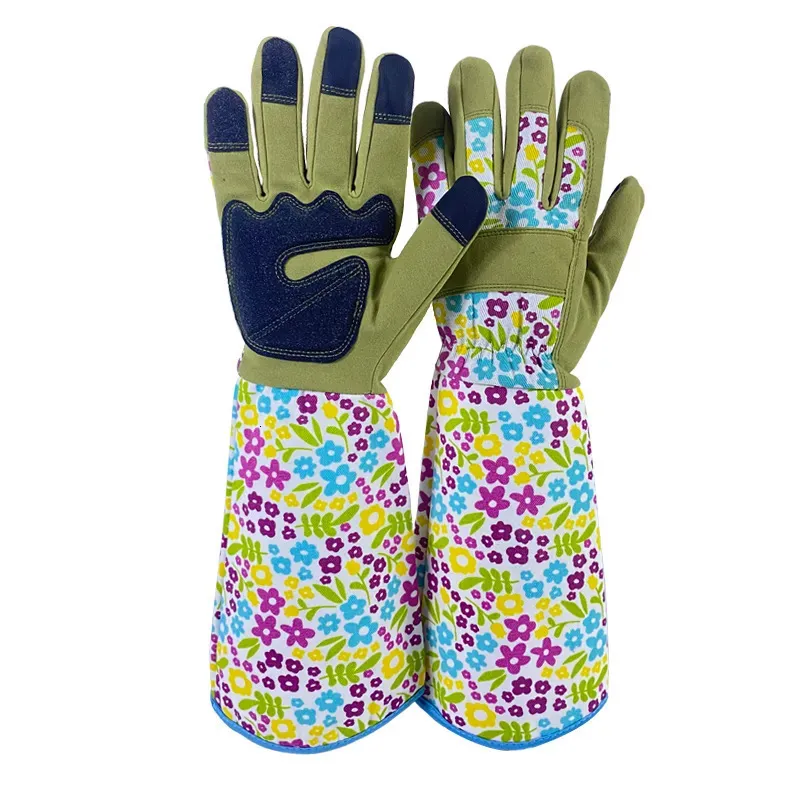 Gants à cinq doigts Gants de jardinage longs à fleurs pour femmes Gants anti-épines Gants de jardin d'élagage de roses avec écran tactile Gants de travail respirants 231016