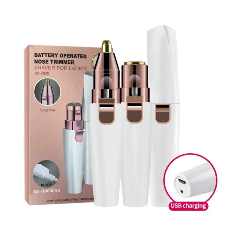 Eyebrow Trimmer 2 IN 1 Lipstick Lady Epilators Electric USB Rechargeable Hair Removal Shaver LED Professional Razor Makeup Tools 231016