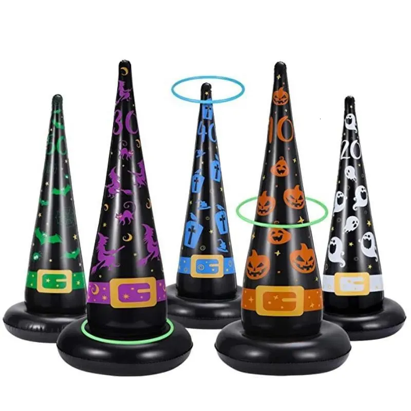 Halloween Toys 5Pcs Halloween Jeu Gonflable Sorcière Chapeau Anneau Lancer Citrouille Fantôme Chauve-Souris Lancer Cerceau Jouets Enfants Cadeau Halloween Décoration En Plein Air 231016