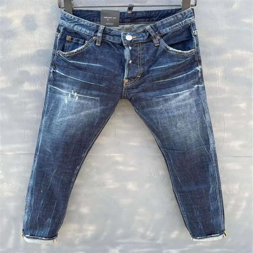 Moda italiana jeans casuais masculinos europeus e americanos high-end lavado à mão polido qualidade otimizada LA021-12611