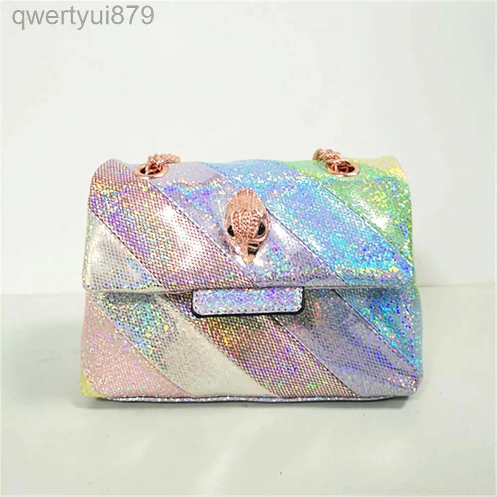 Cross Body Kurt Geiger Ny ankomst Shiny Glitter Mini Rainbow Handbag Colorful Sequin Cross Body Designer Bagqwertyui879