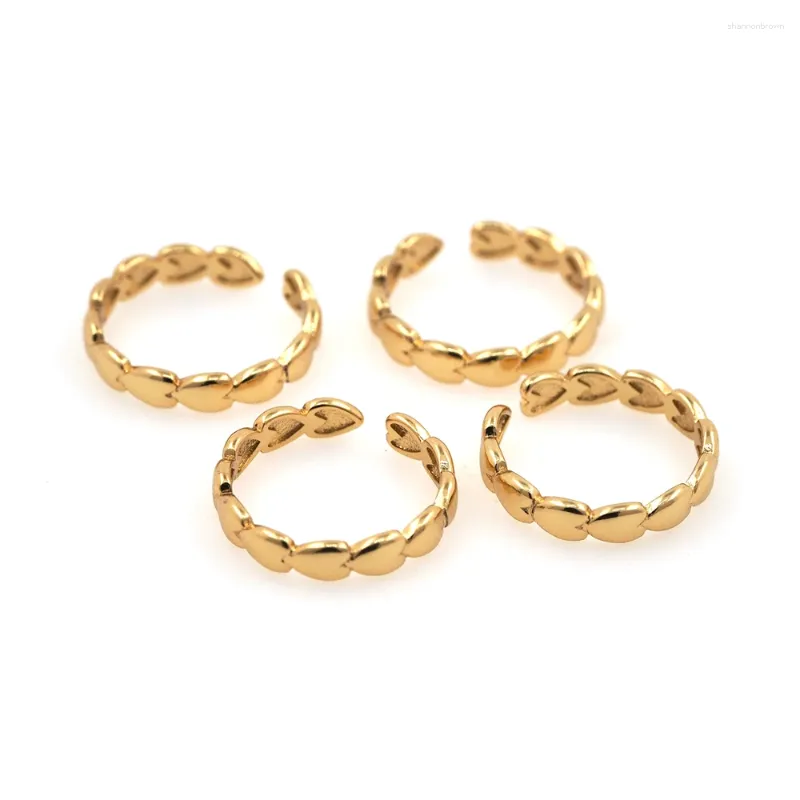 Bagues de cluster Bague complète Forme d'amour Réglable Couleur de galvanoplastie Douce et exquise Couple polyvalent Cadeaux Hommes Femmes En gros