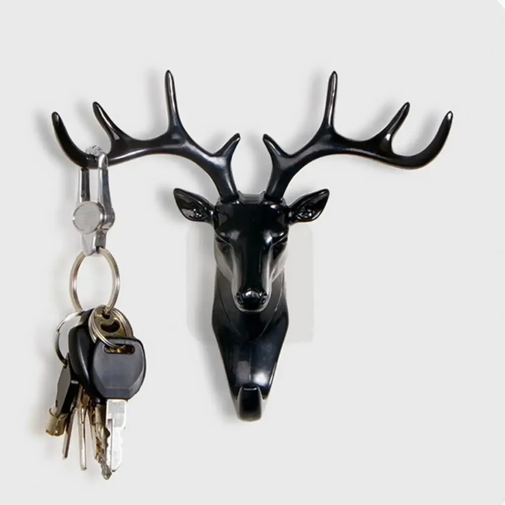 Arts and Crafts Fashion Cute Antler Hook Deer Head Key Holder Hanger Living Room Wall Decorative Ornament Home Decor Accessories 231017