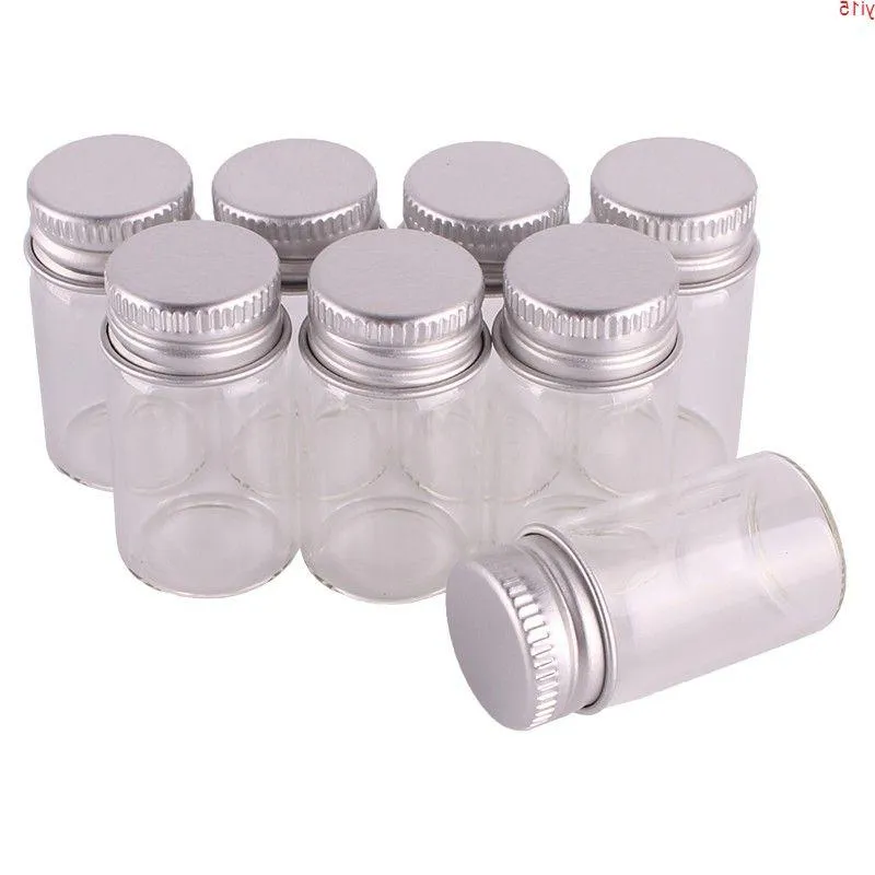 100pcs Size 22*40mm 7ml Transparent Glass Perfume Spice Bottles Tiny Jars Vials With Silver Screw Cap DIY Craftgood qty Kbnmk