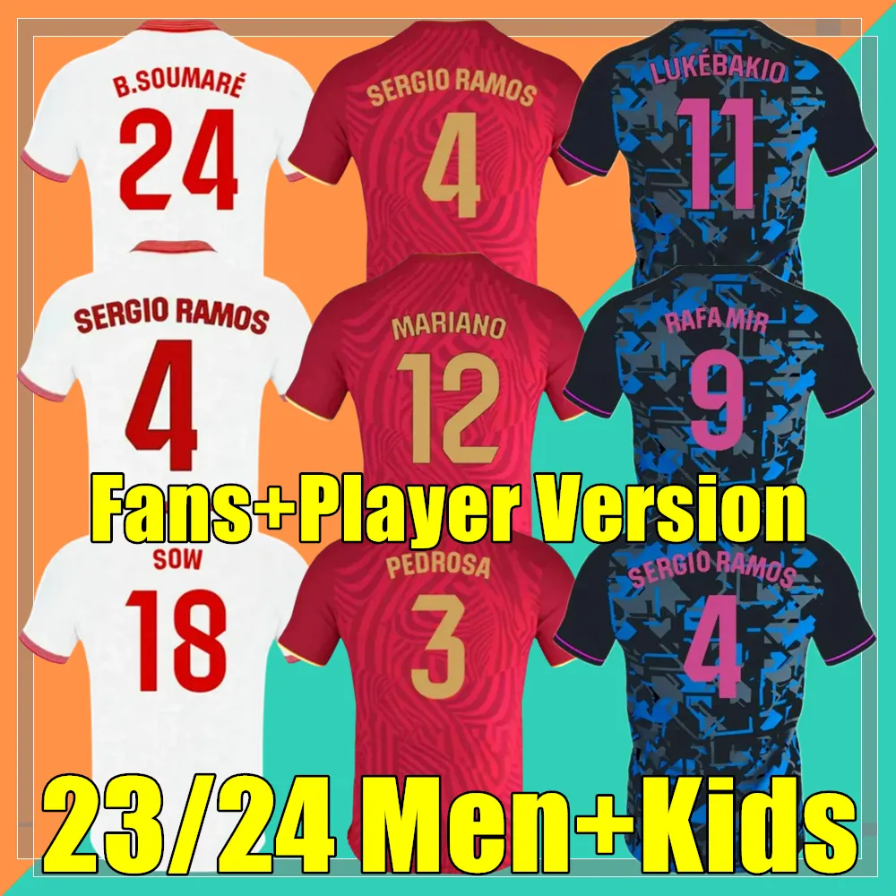 Sevilha FC 2023 2024 Sevillas Soccer camisas de futebol final L.ocampos SUS JONG MAILLOT GUDELJ NESYRI TECATITO MUNIR RAFA Men Kit 23