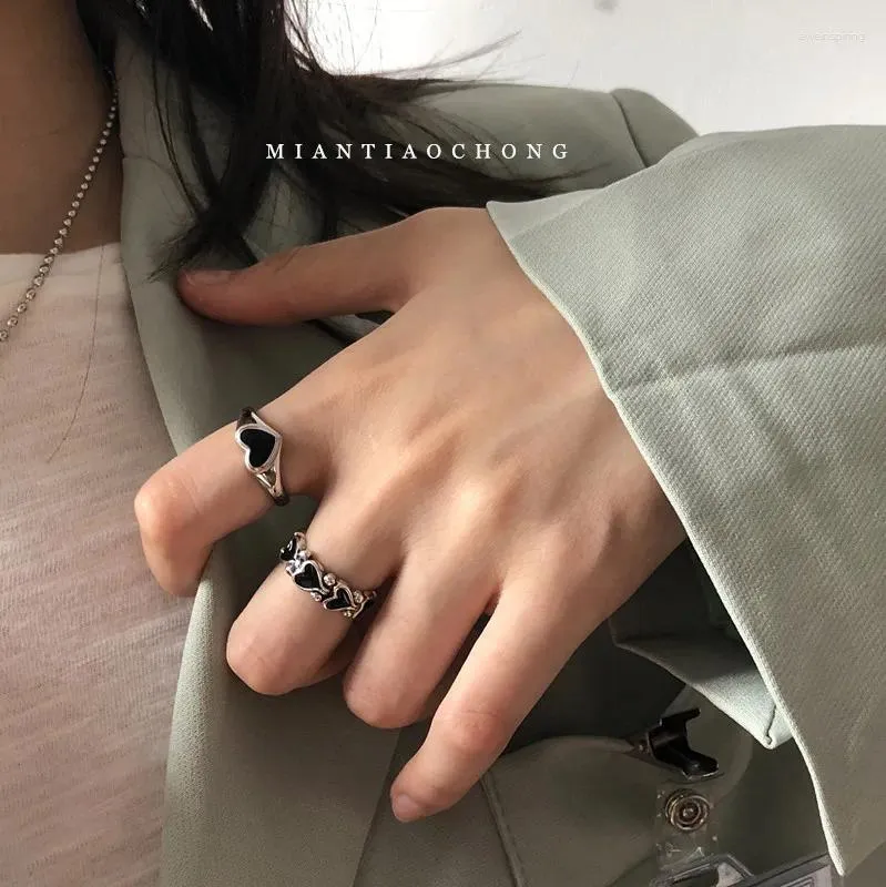 Pierścienie klastrowe ustawione dla kobiet otwarte regulowane koreańskie retro stop stop punk punkowy palec minimalistyczny nieefektywna mini biżuteria modowa prezent biżuterii