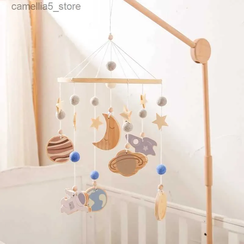 Mobiles# Baby Bed Bell Mobile Rattle Toys 0-12 Months Space Planet Pendant Crib Bed Bell Toddler Rattles Carousel Kid Musical Toys Gifts Q231017