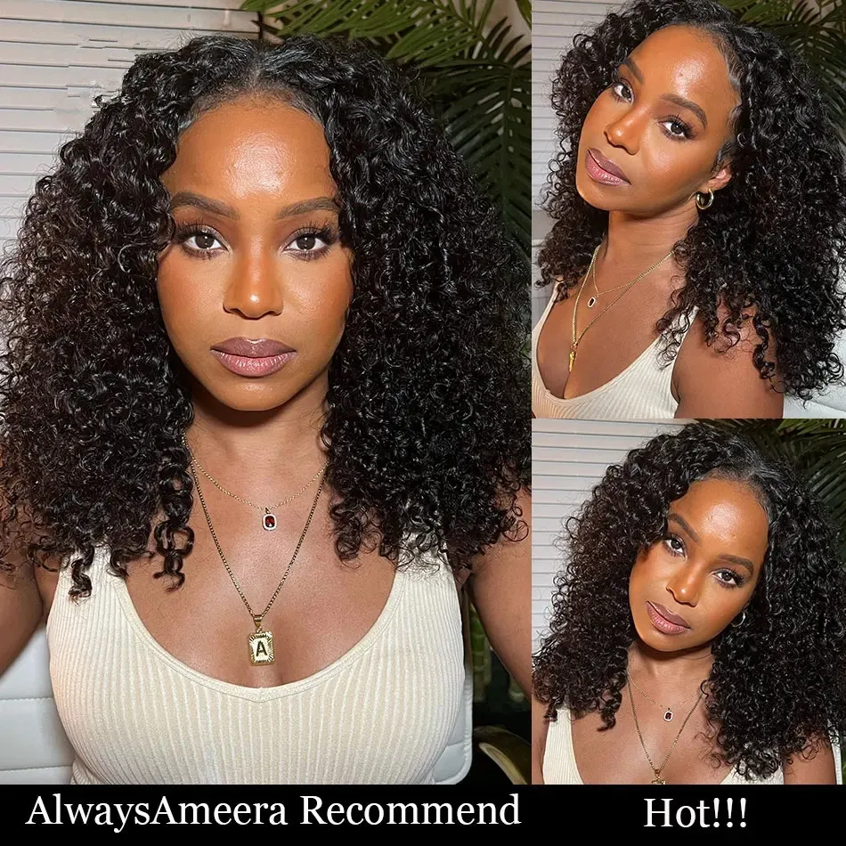 Curly Hair u-Part Wig Human Hair Glueless Wig No Glue No Leave-out Super Natural Thin Part Kinky Human Hair Wig for Women