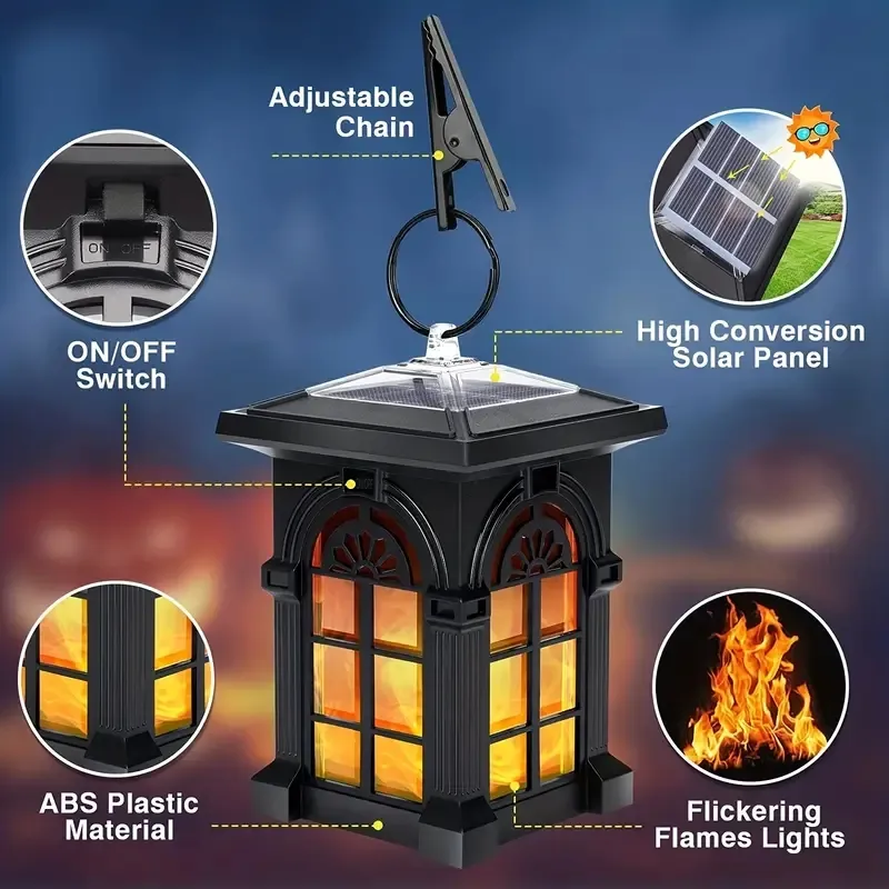Outdoor light top with flickering flame