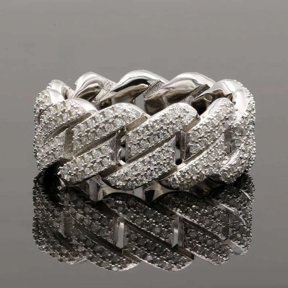 T GG Ringe Iced Out Schmuck Moissanit Herren Ring 925 Sterling Silber Hip Hop Moissanit Kubanischen Ring