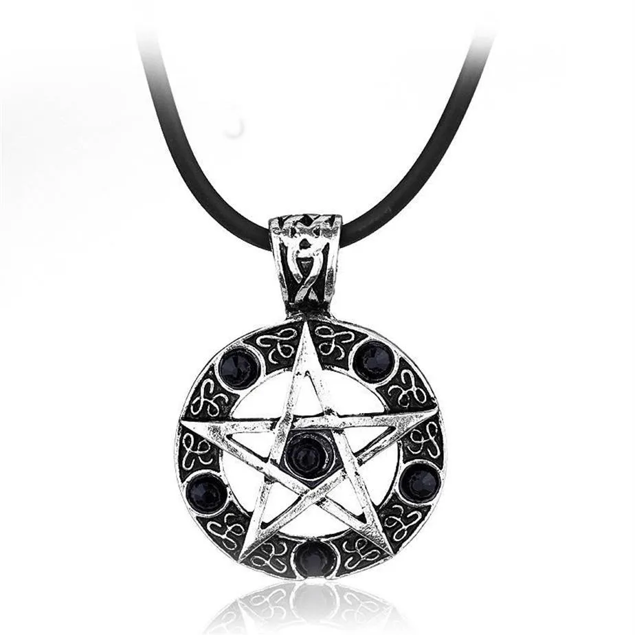 Kedjor Supernatural Necklace Pentagram Wicca Pagan Dean Winchester Pendant Vintage gothic kvinnliga män smycken gåva269l