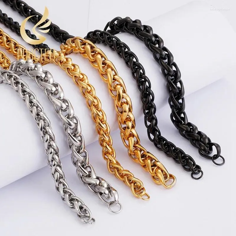 Catene 8/10 mm Grand Twist Twist Link Catena Collana per uomini Donne in acciaio inossidabile S Gold Colore Giorri Black Boemia