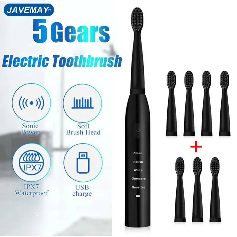 Tandenborstel Elektrisch Krachtig Ultrasoon Sonic USB-opladen Oplaadbaar Tand Wasbaar Elektronische Whitening Timer Tandenborstel J110 231017