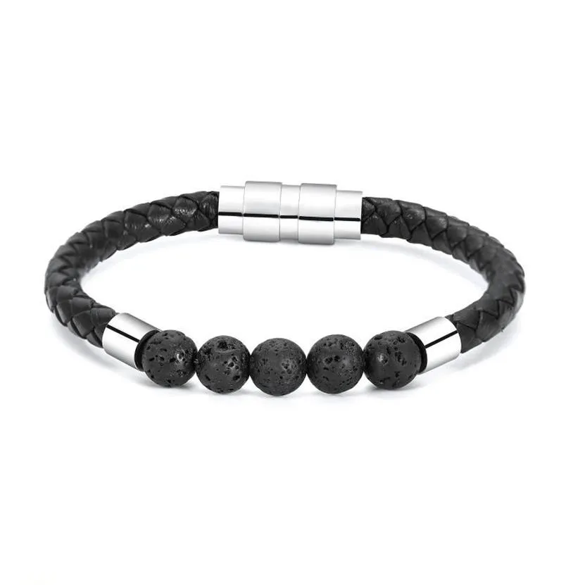 Bangle äkta läder kremation armband lava rock urn för aska kvinnor män minnesmärke för minne av minnesmärke308b