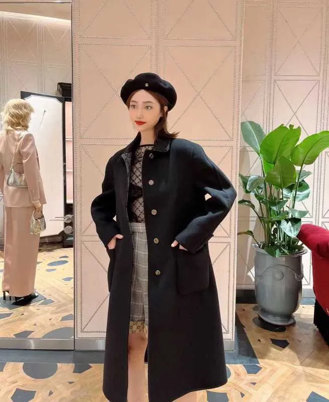 Women's Trench Coats Designer Double-sided Cashmere Coat Women's Mid length 2023 New Autumn and Winter High end Hepburn Style Woolen Coat VP3H