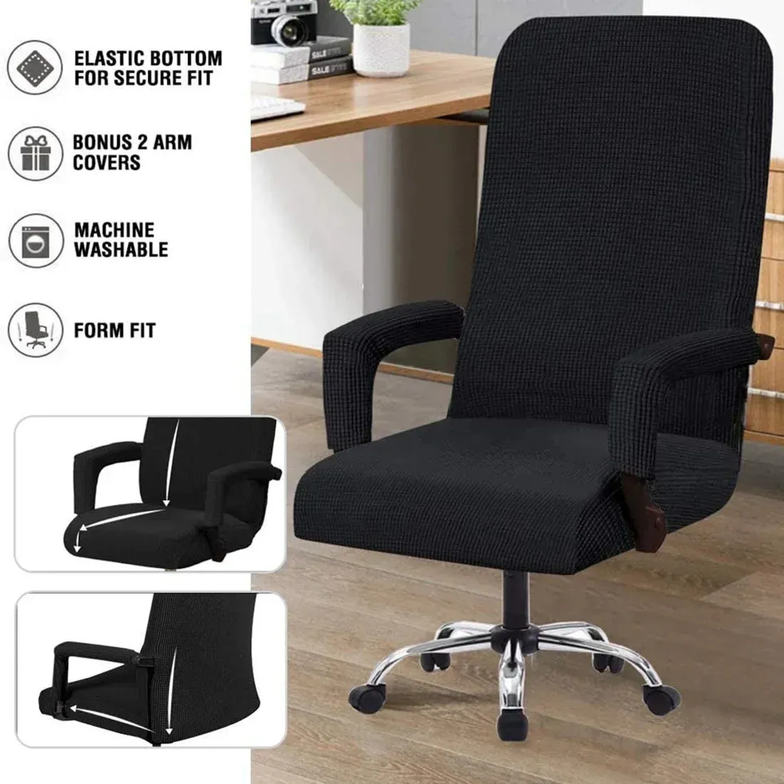 Housses de chaise chaises de bureau couverture Spandex jeu avec bras Gamer housse extensible fauteuil protecteur 1 ensemble ordinateur 231013
