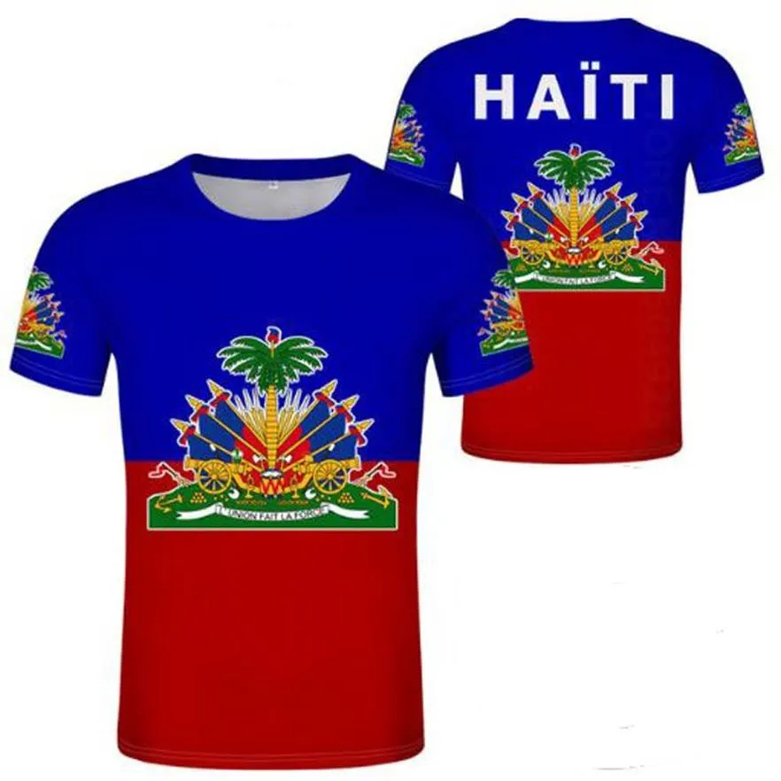 Haiti manlig ungdomsstudent skräddarsydd namn nummer t shirt flagga casual t shirt tryck pos pojke kläder224y