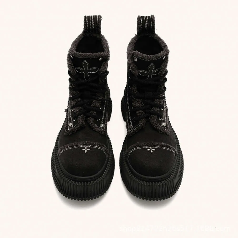 designer schoenen SMFK zwarte biscuit woestijnlaarzen, zware waterwassing, natuurlijk plantaardig gelooid rundleer canvas Martin Boots GPPR