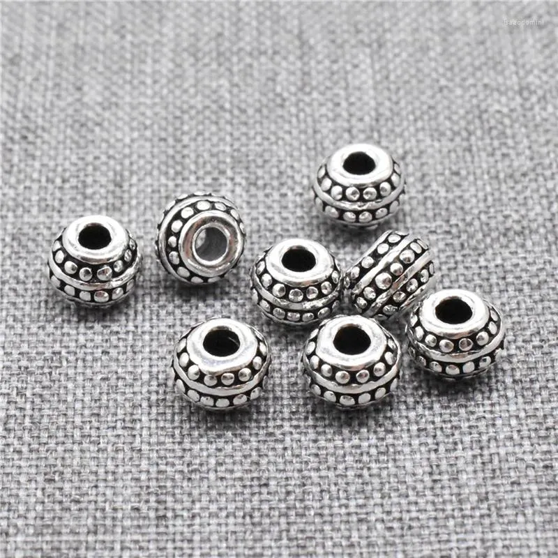 Piedras preciosas sueltas, 8 piezas de cuentas espaciadoras de barril de tambor de plata de ley 925 para pulsera de collar de 6 mm