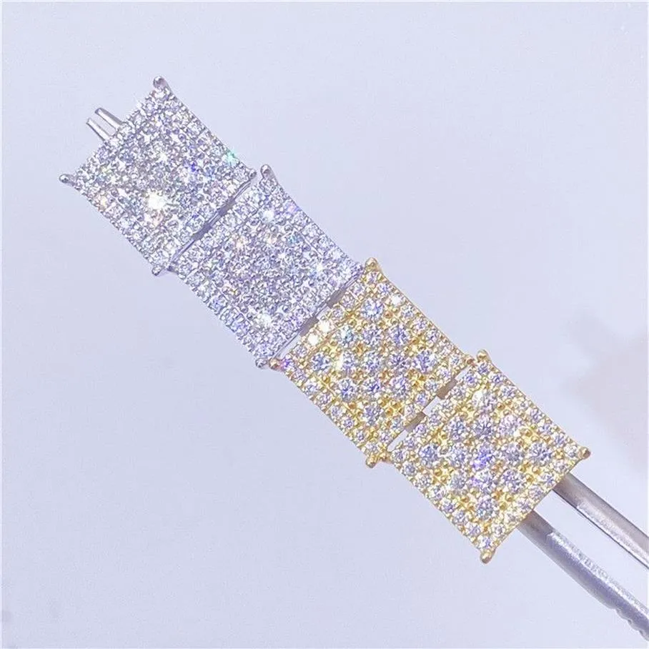 Orecchini a bottone con diamanti Moissanite Bling placcati oro in argento sterling 925 allergici per uomo donna Bel regalo314o