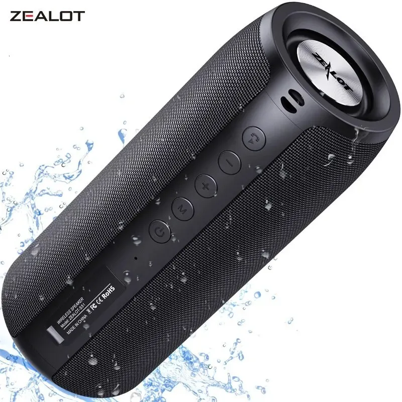 Taşınabilir Hoparlörler Zealot S51 Güçlü Bluetooth Hoparlör Bas Kablosuz Subwoofer Su geçirmez Ses Kutusu Desteği TF TWS USB Flash Drive 231017