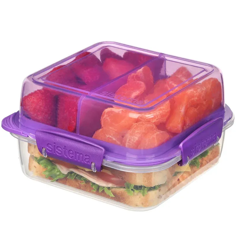 Portable Sistema Stackable Lunch Container With Microwave Oven Ideal