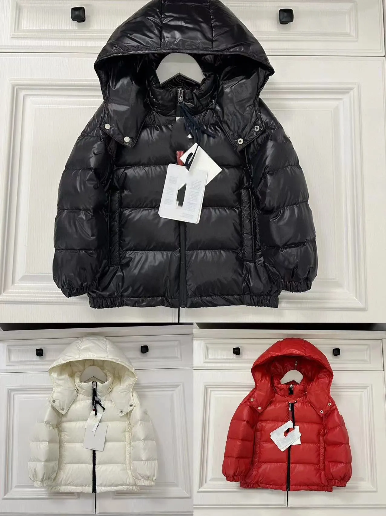 Manteau d'hiver pour garçons, ensembles de vêtements chauds, design de couleur rouge, manteaux en duvet à la mode pour petites filles, vêtements pour enfants de 100 à 160 cm