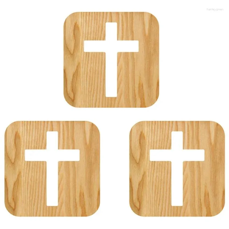 Lampes de table 3X 3D LED lampe veilleuse USB bureau christianisme Crucifix artisanat pour cadeau décoration de la maison croix en bois