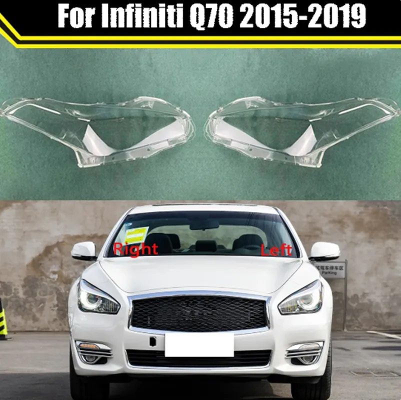 Bilens främre strålkastarglasstrålkastare Transparent lampskärmslampskal Auto Lens Cover för Infiniti Q70 2015-2019