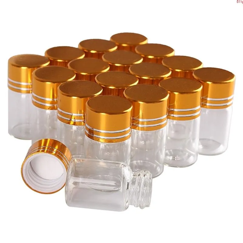 En gros 100 pièces 2 ml 16 * 26 mm bouteilles en verre avec bouchons dorés mini petits pots flaconsbonne quantité Umccp