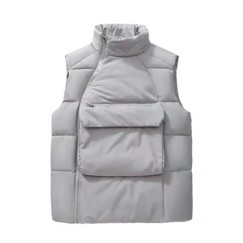 Gilet invernale Gilet imbottito Gilet caldo e spesso con gilet senza maniche con ampia tasca da uomo