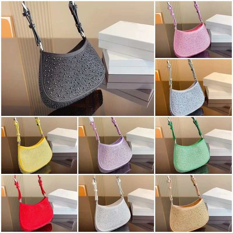 Borsa sotto ascella con strass in 9 colori Borse alla moda Borse a tracolla dei migliori designer Borsa per lo shopping da donna Portafogli all'ingrosso di alta qualità Opere d'arte Mezza luna