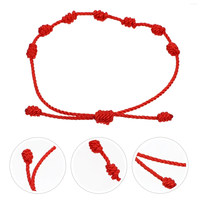 Charm Bracelets 6 Pcs Adjustable Hand Strap Fashion Bracelet Ornament Beaded Friendship Luck Symbol Jewelry Woven Red Rope Bangle
