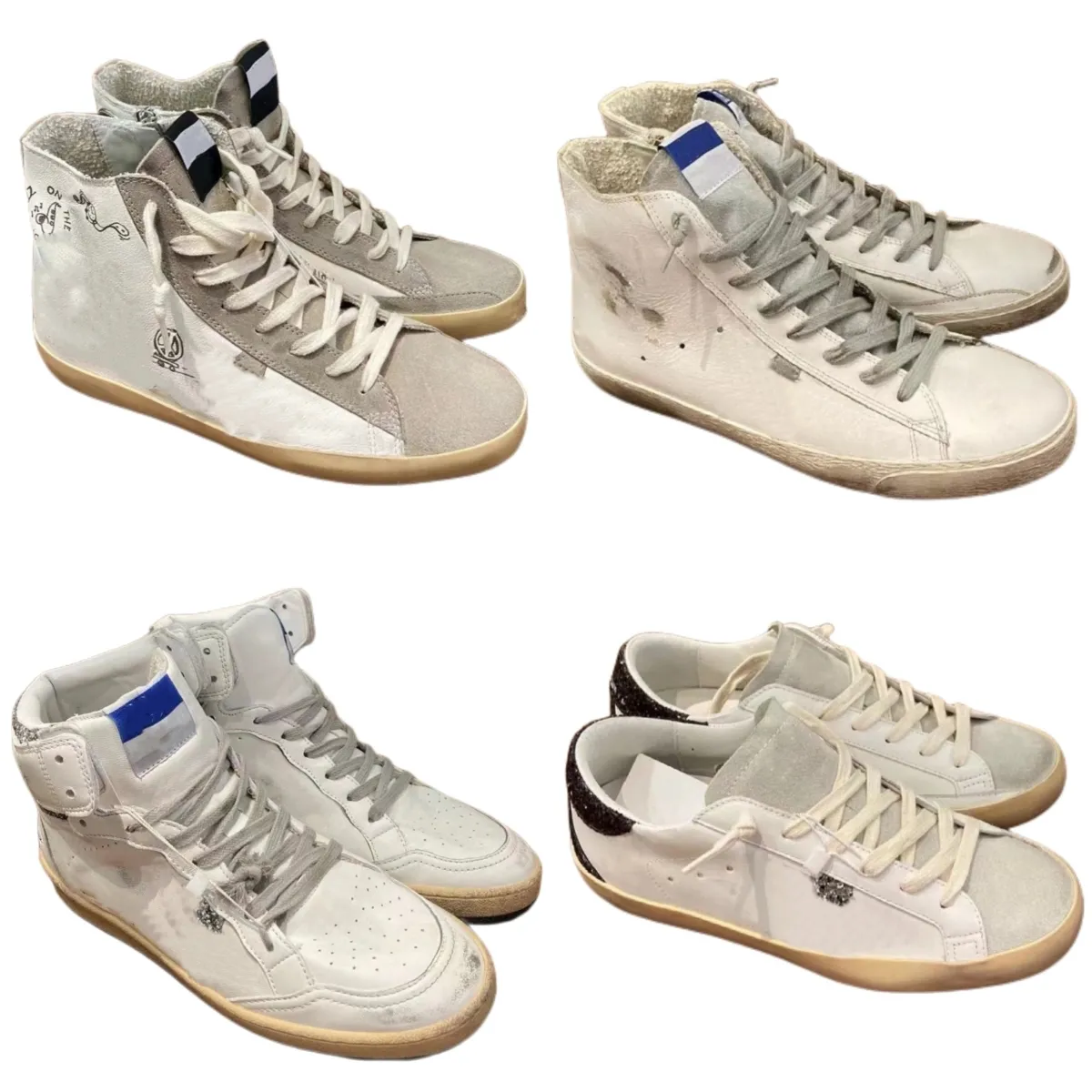 Stivale da uomo di design bianco fare vecchia sneaker sporca donna Scarpa alta bassa ancien Scarpa da donna in pelle con fondo piatto Cuciture Sapore di latte Coppia Pellami Fodera Gomma Taglia 35-46