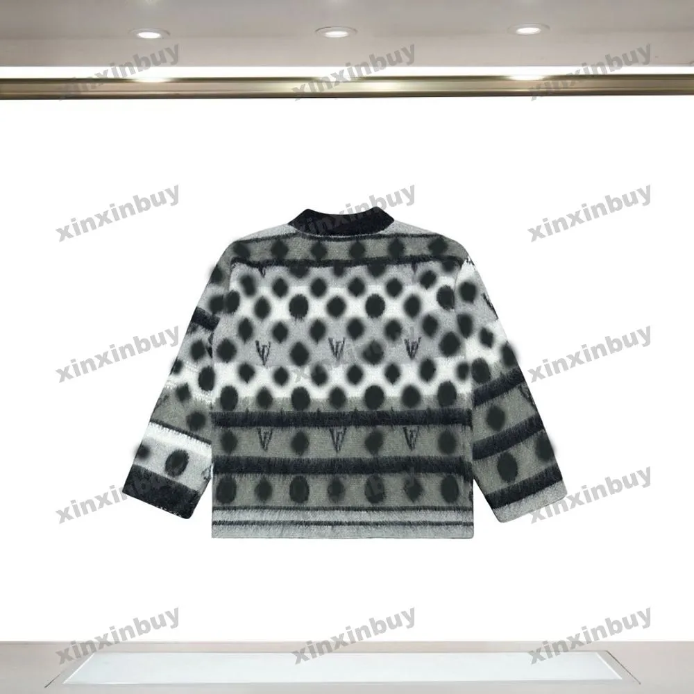 Xinxinbuy Men Designer Hoodie Sweatshirt Cardigan Paris Stripe Letter Print Women Black Apricot Yellow White S-XL