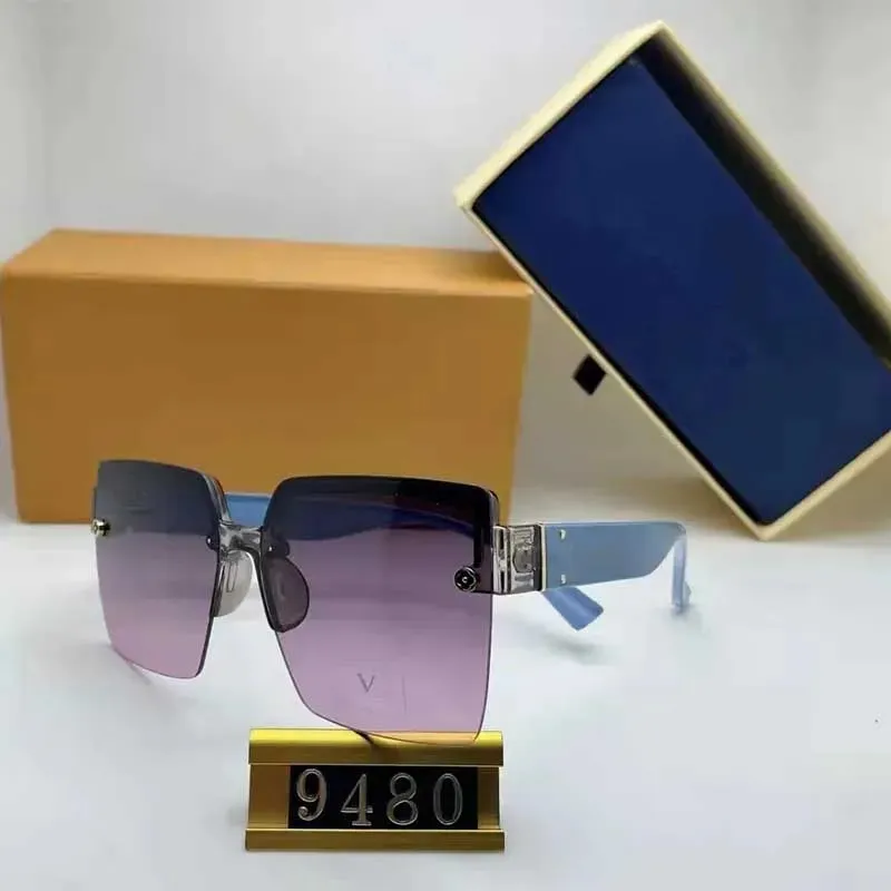 2023-24 Luxurious Sunglasses 디자이너 남성용 패션 여성 금속 빈티지 레이 선글라스 여름 남성 스타일 스퀘어 프레임리스 태양 안경 맨 UV 400 렌즈 오리지널 박스