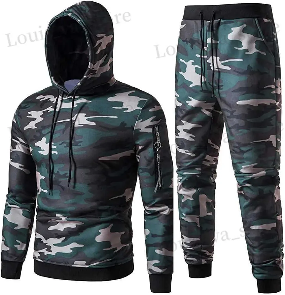 Men's Tracksuits Men's Tracksuits 2 Piece Set 2021 Spring Winter Sweatsuits for Men Casual Hoodie Sports Jogging Suits Sets Men Clothing T231017