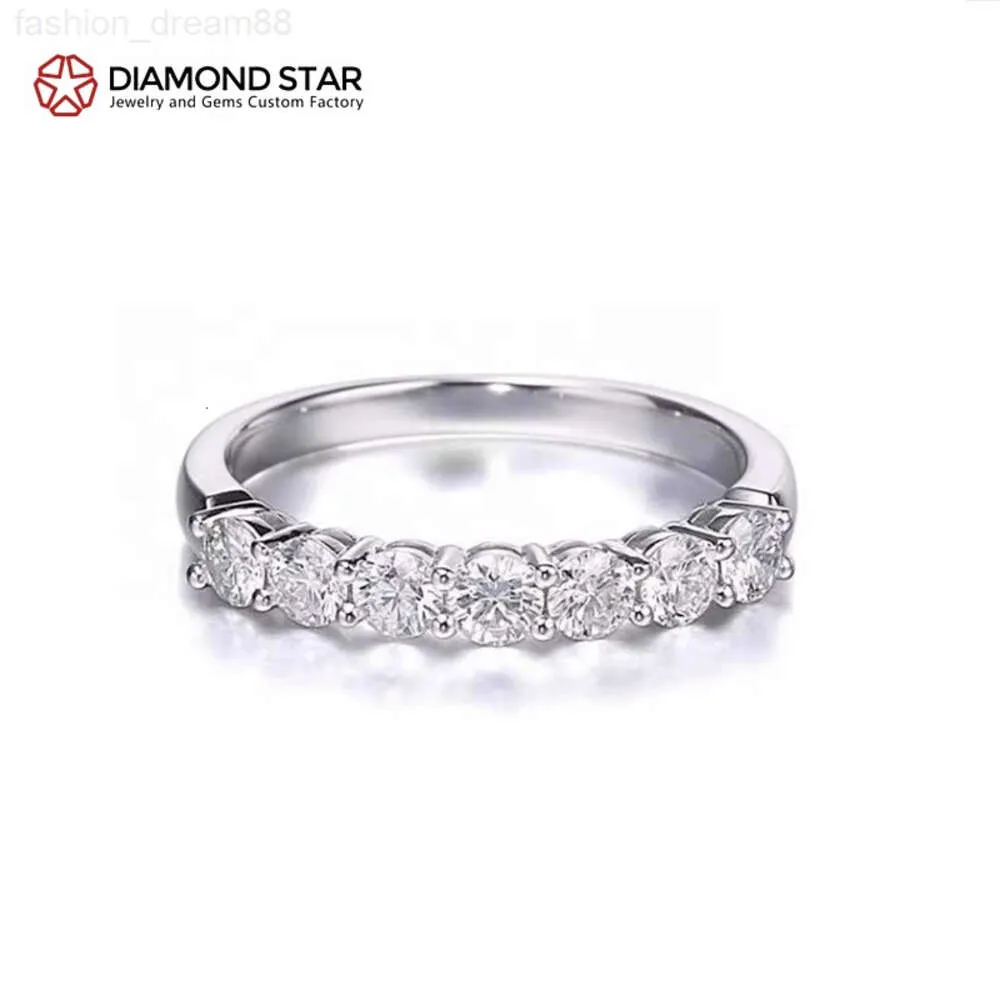 Diamondstar moissanite conjunto de anel de casamento corte redondo vvs anel de noivado personalizado moda jóias anel de moissanite personalizado