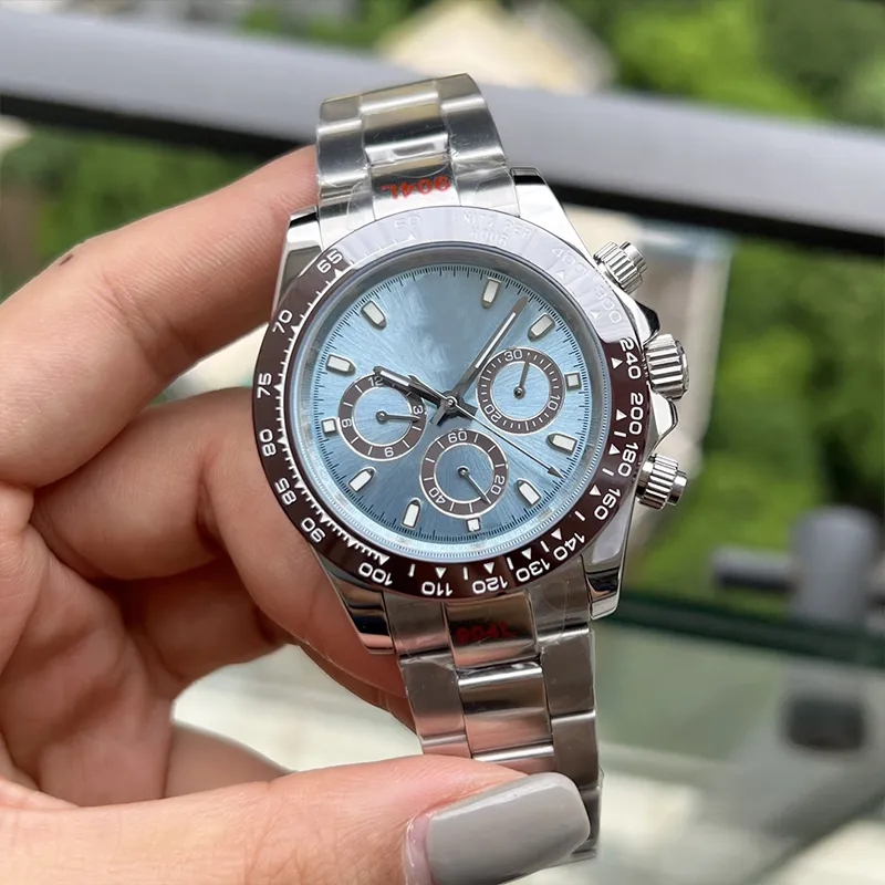 Designer herenhorloge blauw met diamanten 2813 automatisch mechanisch keramisch horloge 40 mm 904L roestvrijstalen schuifgesp lichtgevend horloge Montre de Luxe DAYTONAS